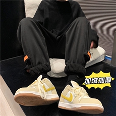 新款加绒加厚韩版S-3XL运动束脚卫裤休闲情侣长裤宽松K1834-P38，男装休闲裤，星座512-2