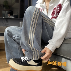 冬天加绒加厚侧边织带宽松直筒牛仔裤712-N359P60加绒65，男装牛仔裤，星座712