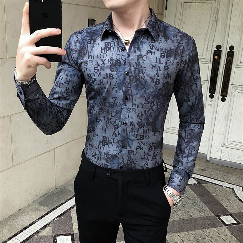 312A-5-277-P55长袖高级感秋季休闲英伦发型师韩版纯色男士衬衣,男装衬衫,星座312A-5