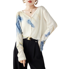 圆领印花水溶羊毛针织开衫女薄款夏季高级感配吊带裙外搭长袖上衣，女装针织衫/毛衣，丽特绒