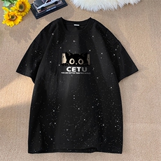 量大优供抖音视频支持得物配合二开美式满天星亮片短袖T恤MTX167，男装T恤，电商A486
