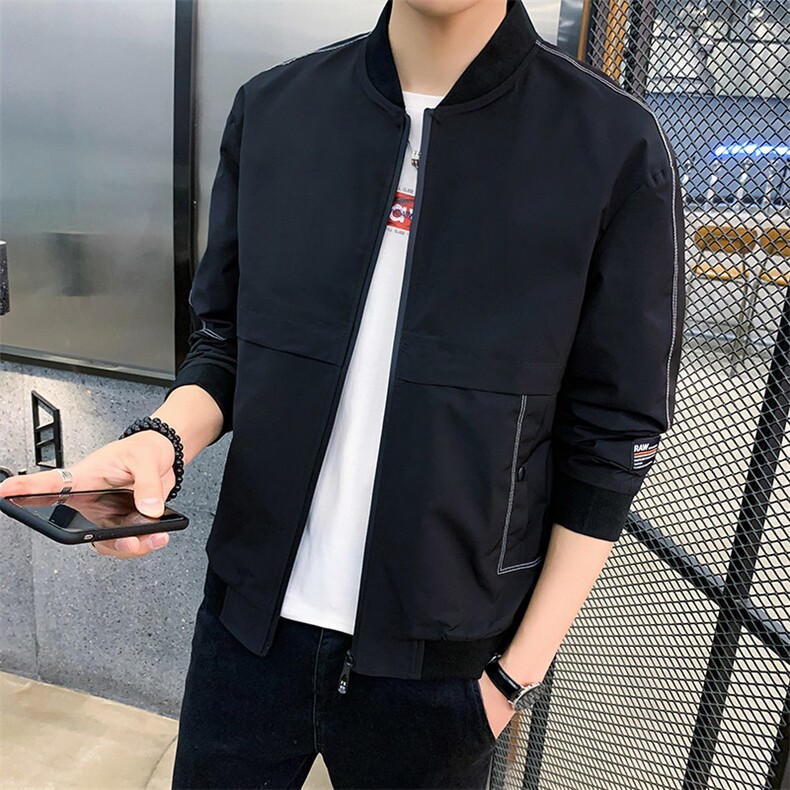 日系外套男2021新款潮流帅气修身棒球服秋季男装夹克秋装2057-P40图片