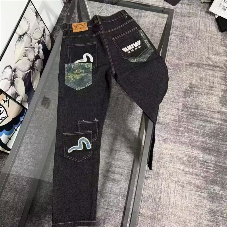 高奢牛仔裤提花新款男士修身刺绣印花休闲裤子直筒ZNH137P51,男装牛仔裤,星座1112-1