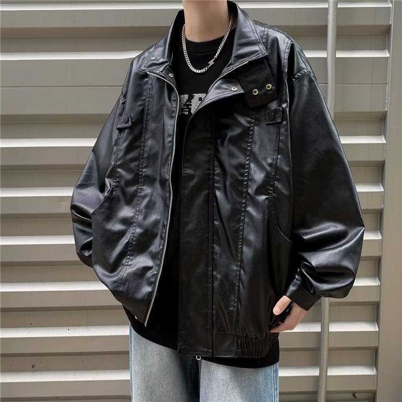 春秋机车PU皮衣外套男士痞帅ins潮流帅气休闲夹克A67P75,男装夹克,星座1116-2