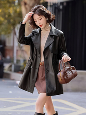 狐狸毛领蛋白皮衣外套女2024冬季新款加绒加厚修身中长款棉服欧货，女装皮衣，缘衣格