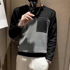 秋冬男士毛衣针织衫打底衫线衣修身套头潮流圆领拼色时尚T恤S513，男装T恤，星座1116A-2（原606A-1）