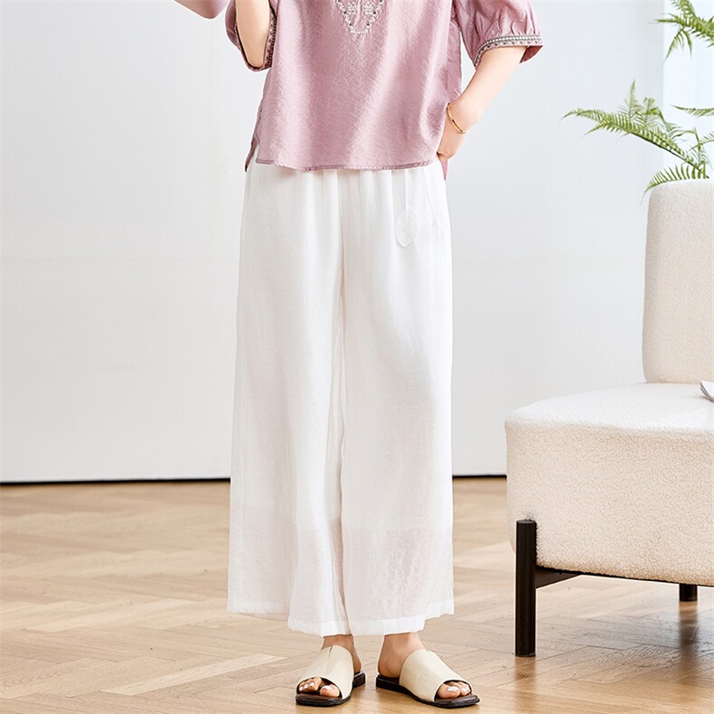 现货3200格调2025夏季新款直筒裤阔腿飘逸仙仙裤显瘦冰丝裤,女装休闲裤,3200格调
