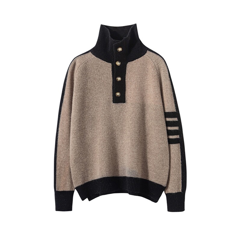 百搭高领羊毛衫修身显瘦POLO领设计经典TB款舒适保暖女毛衣，女装羊毛衫，宏杨羊绒