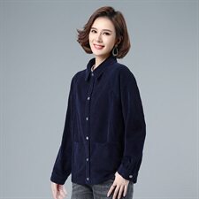 2021冬季新款灯芯绒衬衫外套长袖韩版宽松衬衣上衣潮，女装衬衫，叶笙衣