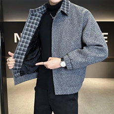 含羊毛假两件毛呢外套男冬季2025新款加绒加厚A313-25116-P205，女装短外套，电商A313