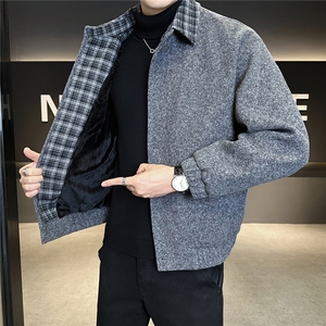 含羊毛假两件毛呢外套男冬季2025新款加绒加厚 A313-25116-P205图片