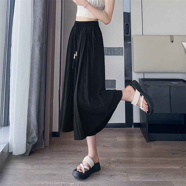 冰丝裤裙天丝阔腿裤女夏高腰显瘦凉感速干防晒八九分休闲裙裤,女装休闲裤,梦白服饰厂