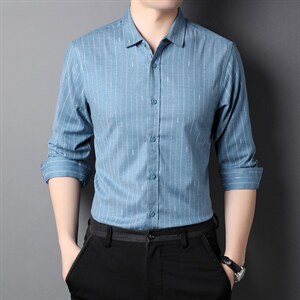 HPN-Z301男式服装秋季新款衬衫男长袖翻领休闲四季可穿衬衣P56