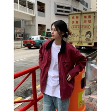 美式撞色水洗流行复古工装翻领男女夹克情侣休闲上衣潮牌薄款外套，男装夹克，星座506A
