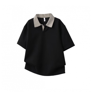 千鸟格拼接polo衫短袖男夏季老钱风复古正肩T恤cleanfit重磅半袖，男装T恤，星座601-1