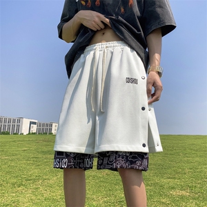 250g重磅刺绣排扣假两件短裤大码休闲五分裤 FSDK05 P38严控58图片