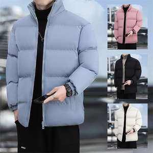 双面穿棉衣男士冬季新款韩版潮牌百搭宽松时尚情侣棉服MY2218-P55,蓝色水墨扎染衬衫穿搭图片