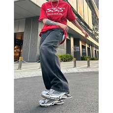 美式高街vibe风直筒长裤欧美痞帅男hiphop复古水洗牛仔裤，男装牛仔裤，星座301D-4(原星座1004-4）