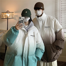 港风情侣渐变色情侣装男装棉衣宽松棉服冬装加厚外套G1036P128，男装棉衣，电商A339
