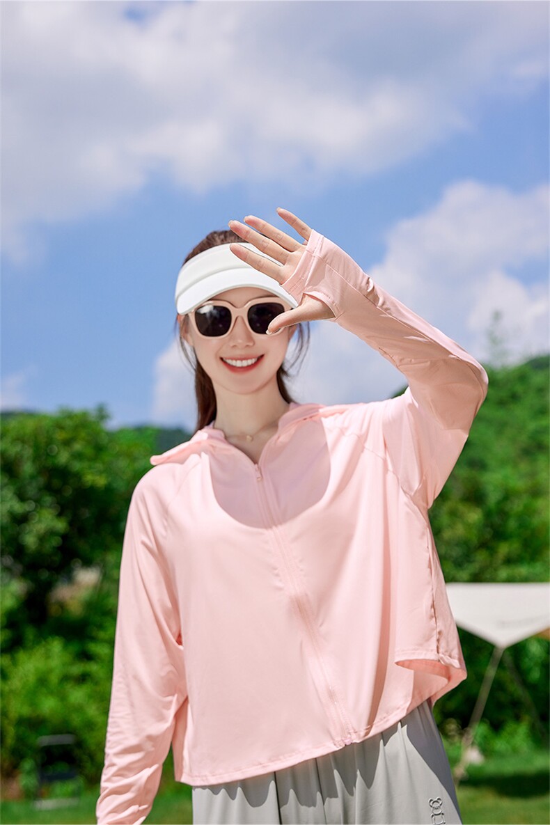 夏连帽冰丝防晒服女黑胶大帽檐斗篷upf50+薄款宽松户外透气防晒衣,女装防晒衣,可可小西