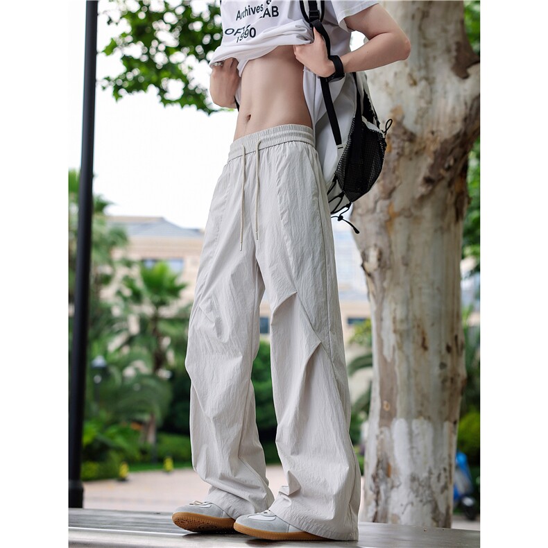 2026夏季新款美式高街褶皱设计宽松冰丝裤B315-K25798-特p30控58,男装休闲裤,电商B315