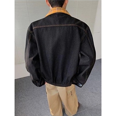 J54-P79美式复古格子拼接牛仔外套男女2025春秋冬新款设计，男装工装外套，电商B323A