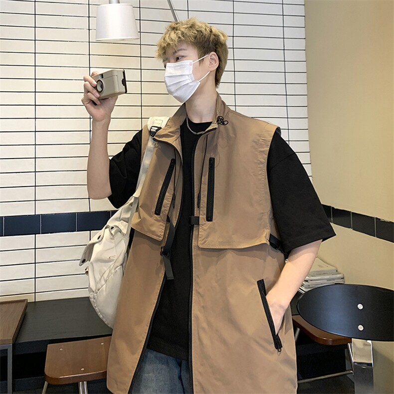 机能风多口袋马甲工装无袖背心马甲男宽松外套男女MJ02024-P50,男装背心/马甲,星座308B-1