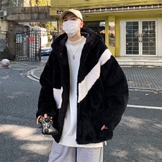 冬季棉衣男韩版休闲潮流宽松连帽羊羔绒加厚保暖棉服W2134-P48，男装棉衣，星座512-2