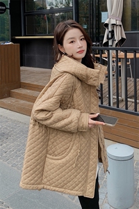 冬款现货宽松菱形格绗缝棉服293-062图片