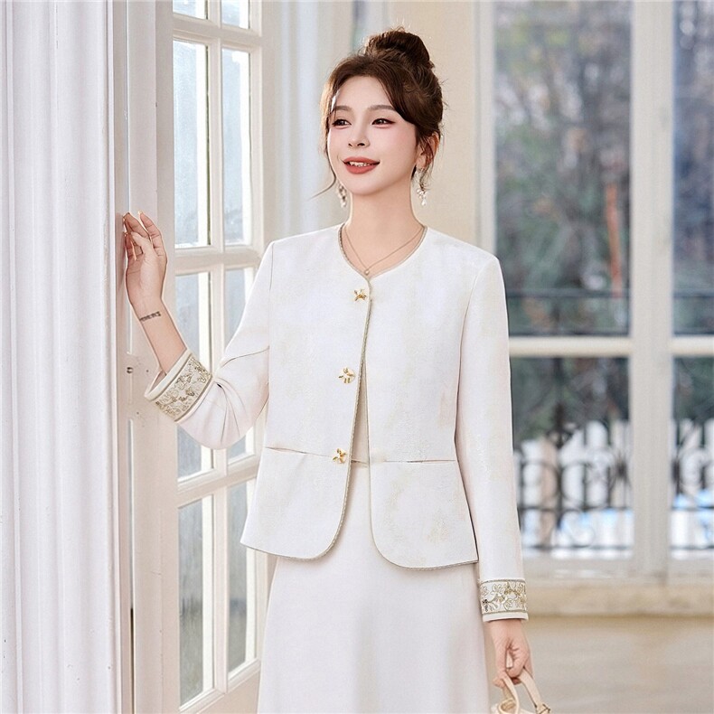新中式G风外套女2026春季新款复古刺绣提花设计感时尚气质外套,女装西装,卡杰菲