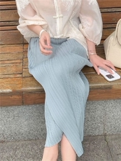 三宅风半身裙女夏褶皱气质系半身裙2025新款今年流行，女装半身裙，灵动羽绒服工厂