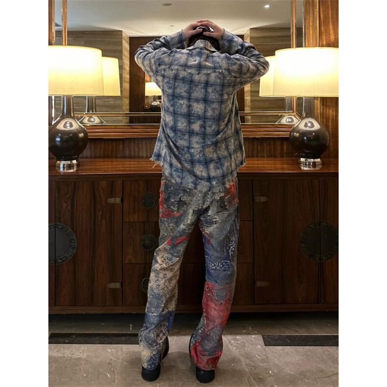 【有货】数码印花牛仔裤男款美式高街直筒裤子N0097CC-特P72,男装牛仔裤,星座1007（原301D）