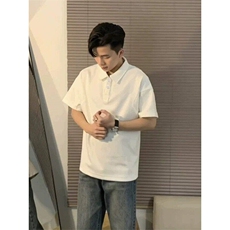 欧美潮牌polo衫男生夏季薄款纯色百搭短袖t恤大码宽松五分袖衣服，男装T恤，星座1008