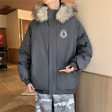 冬季宽松/连帽大毛领休闲外套潮加厚棉衣XZ102B-1M2592-P90，男装棉衣，星座102B-1