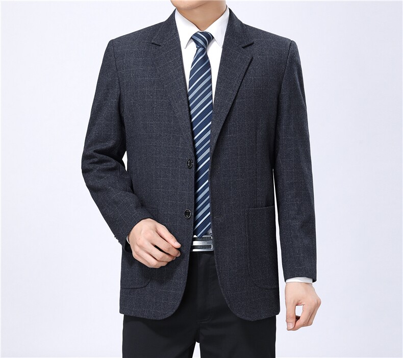 中老年上衣单排扣春季2023年长袖翻领口袋时尚西服AJY37,男装西服,钱塘6003（原4033）