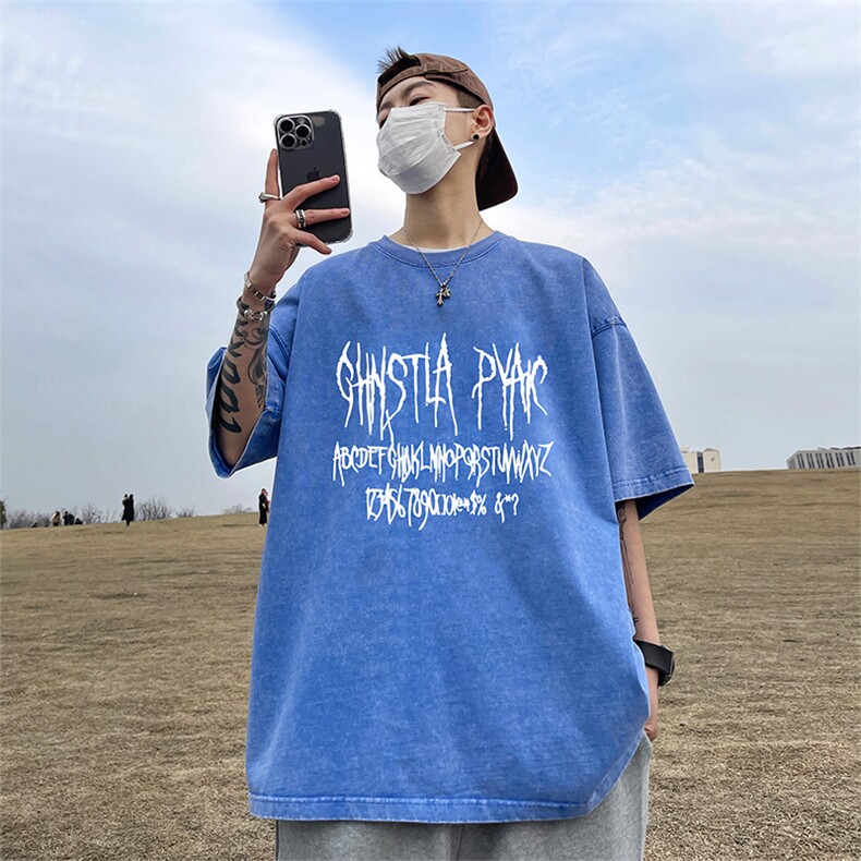 量大优可供抖音视频支持得物品质配合二开美式水洗短袖t恤SX107,男装T恤,电商A486