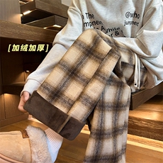 美式复古格子加绒休闲裤阔腿裤女冬季裤子男5D2135-TP5098，男装卫衣，电商A102