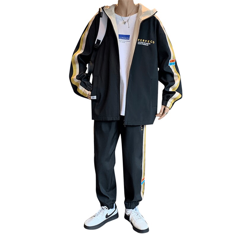 春季跑量款青少年大码休闲运动连帽宽松潮套装男TZD06P90,男装休闲套装,电商B226