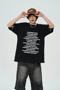 春夏新款重磅模糊字母高街短袖无影墙 M~5XL XZ604-DT220-P25控39图片