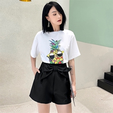 2023年夏季韩版休闲印花T恤+短裤两件套，女装套装/套裙，卡杰菲