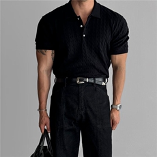 2025针织polo衫男短袖潮牌男装衣服夏季透气休闲上衣MZ788-P37，男装针织衫/毛衣，星座412-3