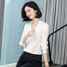 红色重磅真丝衬衫女长袖2025春装西装领职场气质缎面桑蚕丝上衣，女装衬衫，阿舍尔精品