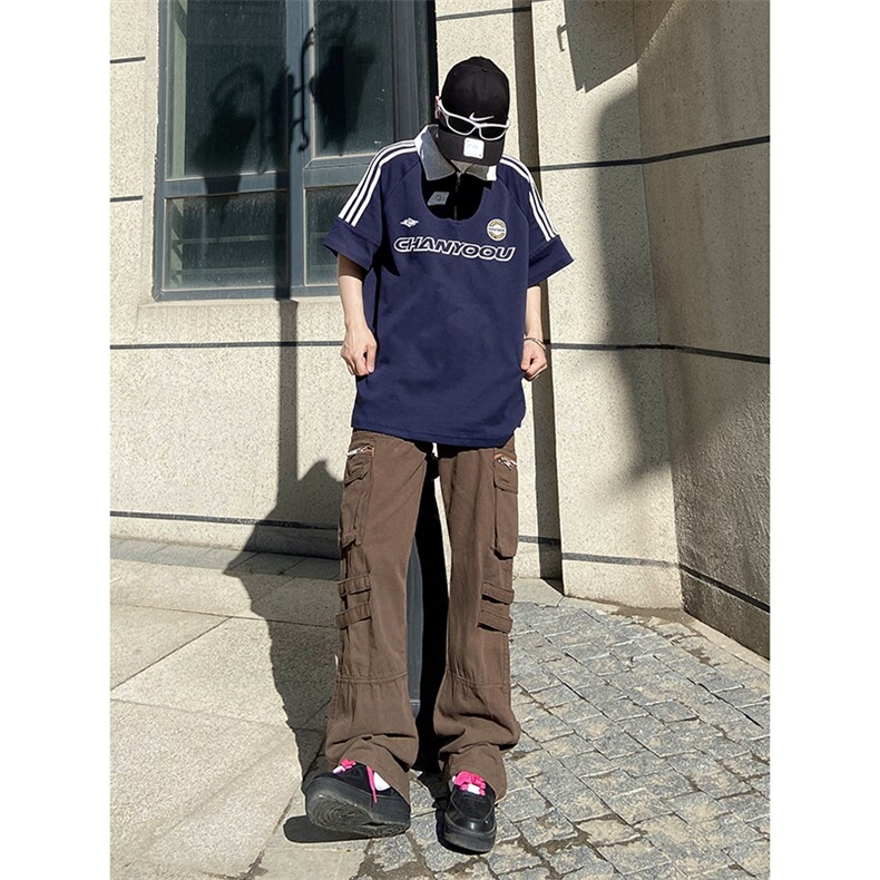 B221美式ins高街小众拉链多口袋休闲工装裤LK23045-P75控98,男装休闲裤,电商B221