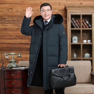 爸爸装长款过膝真毛领90%鹅绒服连帽零下极寒保暖外套P350568图片