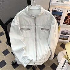 古着vintage水洗帆布牛仔外套男女款多口袋立领工装情侣夹克JK232，男装工装外套，星座601-1