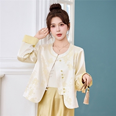 新中式G风外套女2026春季新款复古刺绣提花设计感时尚气质外套，女装短外套，卡杰菲