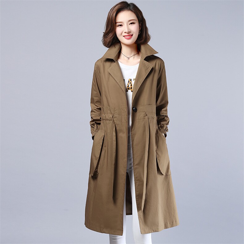 风衣时尚潮流舒适长袖2023年春装中长款纯色优雅,女装风衣,丽影随形