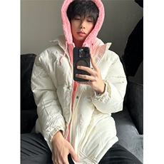 A292-P98冬季棉服外套情侣男女假两件外套棉服连帽上衣，男装棉衣，星座911