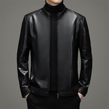 2023冬季新款皮衣男加绒外套中青年男休闲立领爸爸装ZS2118-P205图片