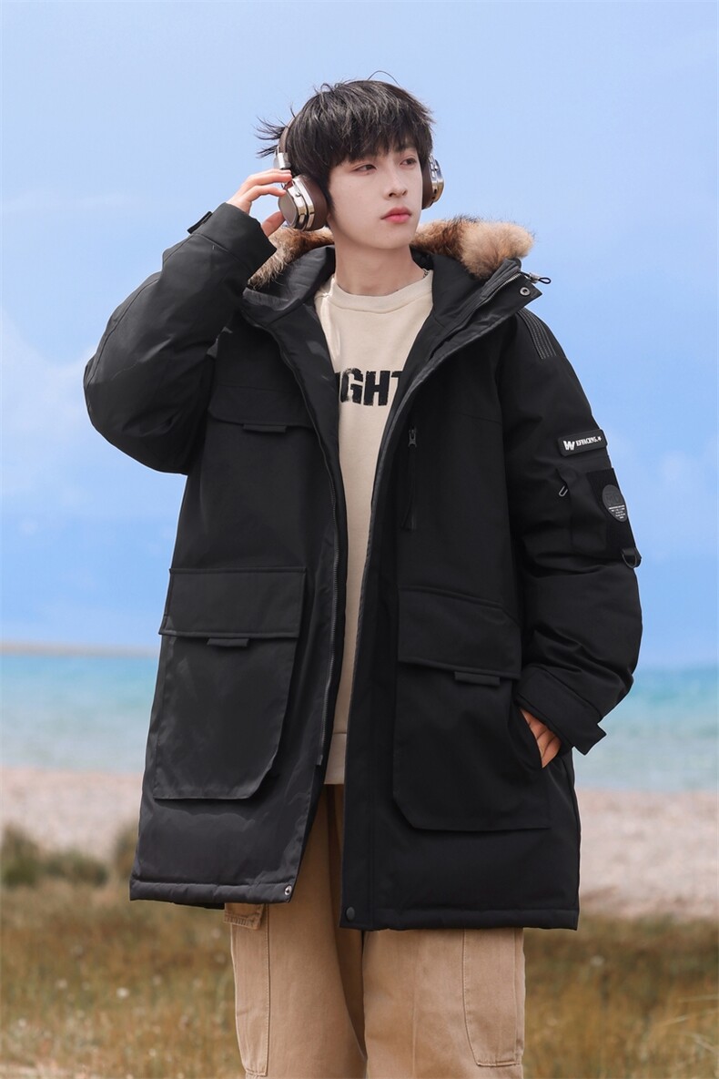 Y0305-P328冬季新款85%白鸭绒连帽可脱卸毛领中长款羽绒服外套,男装羽绒服,星座109